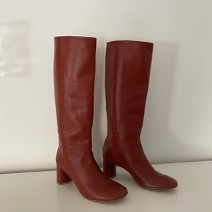 LoQ Burgundy Leather Knee High Boots 39